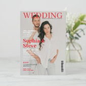 Unieke magazine cover foto bruiloft kaart (Staand voorkant)