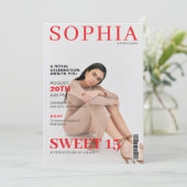 Unieke magazine cover foto quinceanera kaart (Staand voorkant)