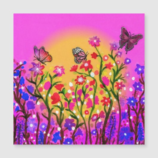 Unieke magneet met mooie wilde bloemen (Voorkant)