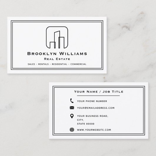 Unieke makelaar huizen en onroerend goed verhuizen visitekaartje (Voorkant / Achterkant)