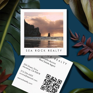 Unieke makelaar Rocks Beach Foto QR Code Vierkante Visitekaartje