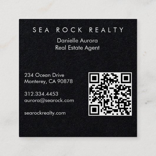 Unieke makelaar Rocks Beach Foto QR Code Vierkante Visitekaartje (Achterkant)