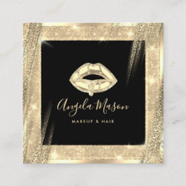 Unieke Makeup Artist Chic Salon QR Code Black Gold Vierkante Visitekaartje