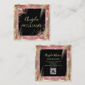Unieke Makeup Artist Salon QR Code Zwart Roos Gold Vierkante Visitekaartje (Voorkant / Achterkant)