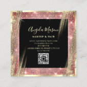 Unieke Makeup Artist Salon QR Code Zwart Roos Gold Vierkante Visitekaartje (Achterkant)