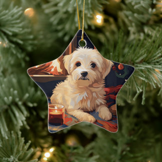 Unieke Maltese kerst, cadeau voor Hondenliefhebber Keramisch Ornament