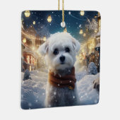Unieke Maltese kerst, cadeau voor Hondenliefhebber Keramisch Ornament (Rechts)