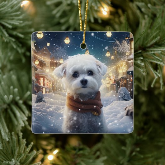 Unieke Maltese kerst, cadeau voor Hondenliefhebber Keramisch Ornament (Boom)