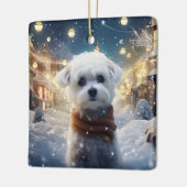 Unieke Maltese kerst, cadeau voor Hondenliefhebber Keramisch Ornament (Links)