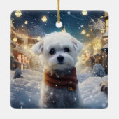 Unieke Maltese kerst, cadeau voor Hondenliefhebber Keramisch Ornament (Achterkant)