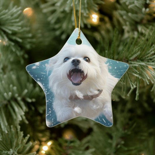 Unieke Maltese kerst, cadeau voor Hondenliefhebber Keramisch Ornament (Boom)