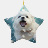 Unieke Maltese kerst, cadeau voor Hondenliefhebber Keramisch Ornament (Voorkant)