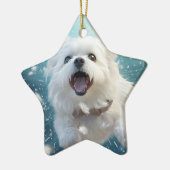 Unieke Maltese kerst, cadeau voor Hondenliefhebber Keramisch Ornament (Links)