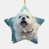 Unieke Maltese kerst, cadeau voor Hondenliefhebber Keramisch Ornament (Achterkant)