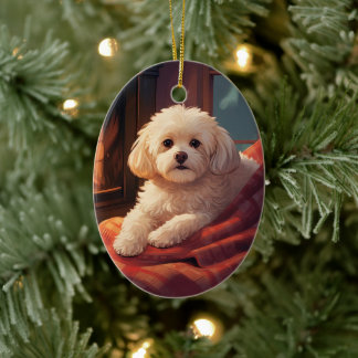 Unieke Maltese kerst, cadeau voor Hondenliefhebber Keramisch Ornament