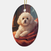 Unieke Maltese kerst, cadeau voor Hondenliefhebber Keramisch Ornament (Links)