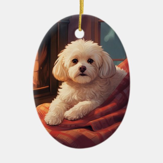 Unieke Maltese kerst, cadeau voor Hondenliefhebber Keramisch Ornament (Voorkant)