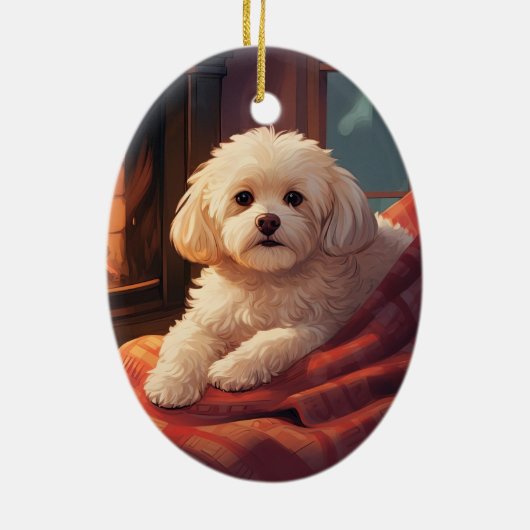 Unieke Maltese kerst, cadeau voor Hondenliefhebber Keramisch Ornament (Achterkant)