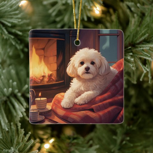 Unieke Maltese kerst, cadeau voor Hondenliefhebber Keramisch Ornament (Boom)