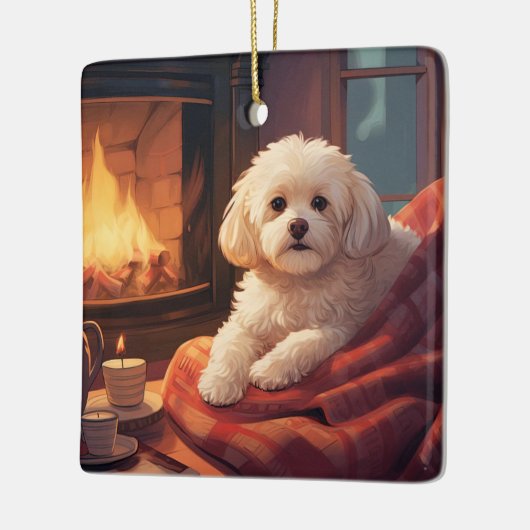 Unieke Maltese kerst, cadeau voor Hondenliefhebber Keramisch Ornament (Links)