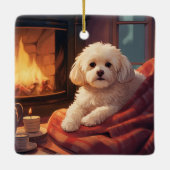 Unieke Maltese kerst, cadeau voor Hondenliefhebber Keramisch Ornament (Achterkant)