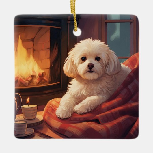 Unieke Maltese kerst, cadeau voor Hondenliefhebber Keramisch Ornament (Voorkant)