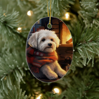 Unieke Maltese kerst, cadeau voor Hondenliefhebber Keramisch Ornament