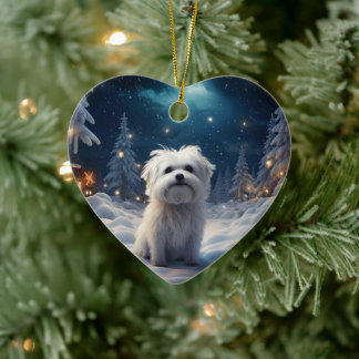 Unieke Maltese kerst, cadeau voor Hondenliefhebber Keramisch Ornament