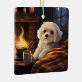 Unieke Maltese kerst, cadeau voor Hondenliefhebber Keramisch Ornament (Rechts)