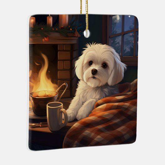 Unieke Maltese kerst, cadeau voor Hondenliefhebber Keramisch Ornament (Rechts)