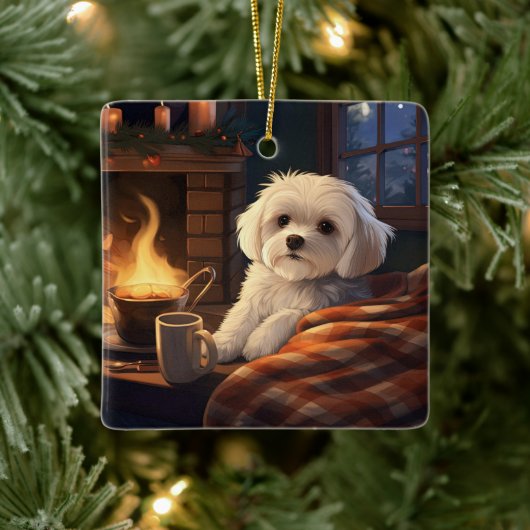 Unieke Maltese kerst, cadeau voor Hondenliefhebber Keramisch Ornament (Boom)