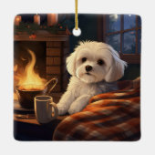 Unieke Maltese kerst, cadeau voor Hondenliefhebber Keramisch Ornament (Achterkant)