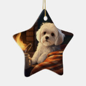 Unieke Maltese kerst, cadeau voor Hondenliefhebber Keramisch Ornament (Rechts)