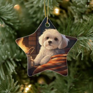 Unieke Maltese kerst, cadeau voor Hondenliefhebber Keramisch Ornament