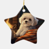 Unieke Maltese kerst, cadeau voor Hondenliefhebber Keramisch Ornament (Voorkant)