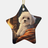 Unieke Maltese kerst, cadeau voor Hondenliefhebber Keramisch Ornament (Links)