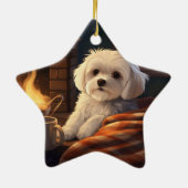 Unieke Maltese kerst, cadeau voor Hondenliefhebber Keramisch Ornament (Achterkant)