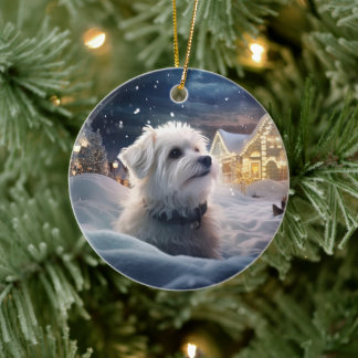 Unieke Maltese kerst, cadeau voor Hondenliefhebber Keramisch Ornament