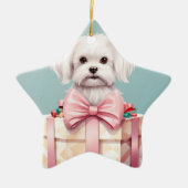Unieke Maltese kerst, cadeau voor Hondenliefhebber Keramisch Ornament (Voorkant)