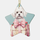 Unieke Maltese kerst, cadeau voor Hondenliefhebber Keramisch Ornament (Links)