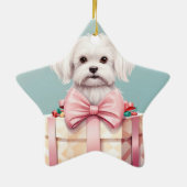 Unieke Maltese kerst, cadeau voor Hondenliefhebber Keramisch Ornament (Achterkant)