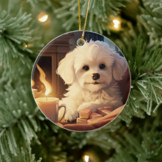 Unieke Maltese kerst, cadeau voor Hondenliefhebber Keramisch Ornament
