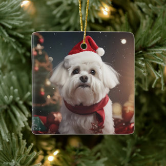Unieke Maltese kerst, cadeau voor Hondenliefhebber Keramisch Ornament