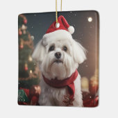 Unieke Maltese kerst, cadeau voor Hondenliefhebber Keramisch Ornament (Links)