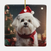 Unieke Maltese kerst, cadeau voor Hondenliefhebber Keramisch Ornament (Achterkant)