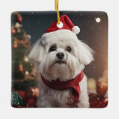 Unieke Maltese kerst, cadeau voor Hondenliefhebber Keramisch Ornament (Voorkant)