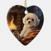 Unieke Maltese kerst, cadeau voor Hondenliefhebber Keramisch Ornament (Rechts)