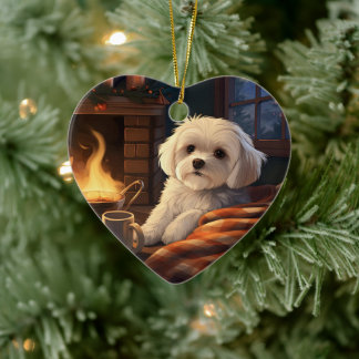 Unieke Maltese kerst, cadeau voor Hondenliefhebber Keramisch Ornament