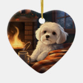 Unieke Maltese kerst, cadeau voor Hondenliefhebber Keramisch Ornament (Voorkant)
