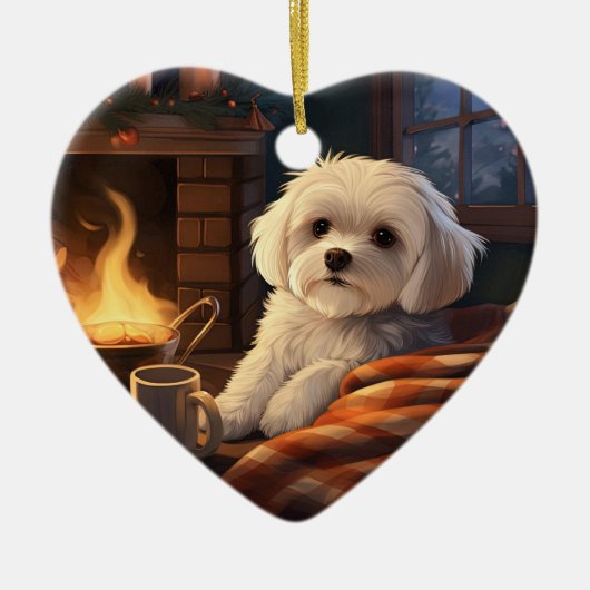Unieke Maltese kerst, cadeau voor Hondenliefhebber Keramisch Ornament (Voorkant)